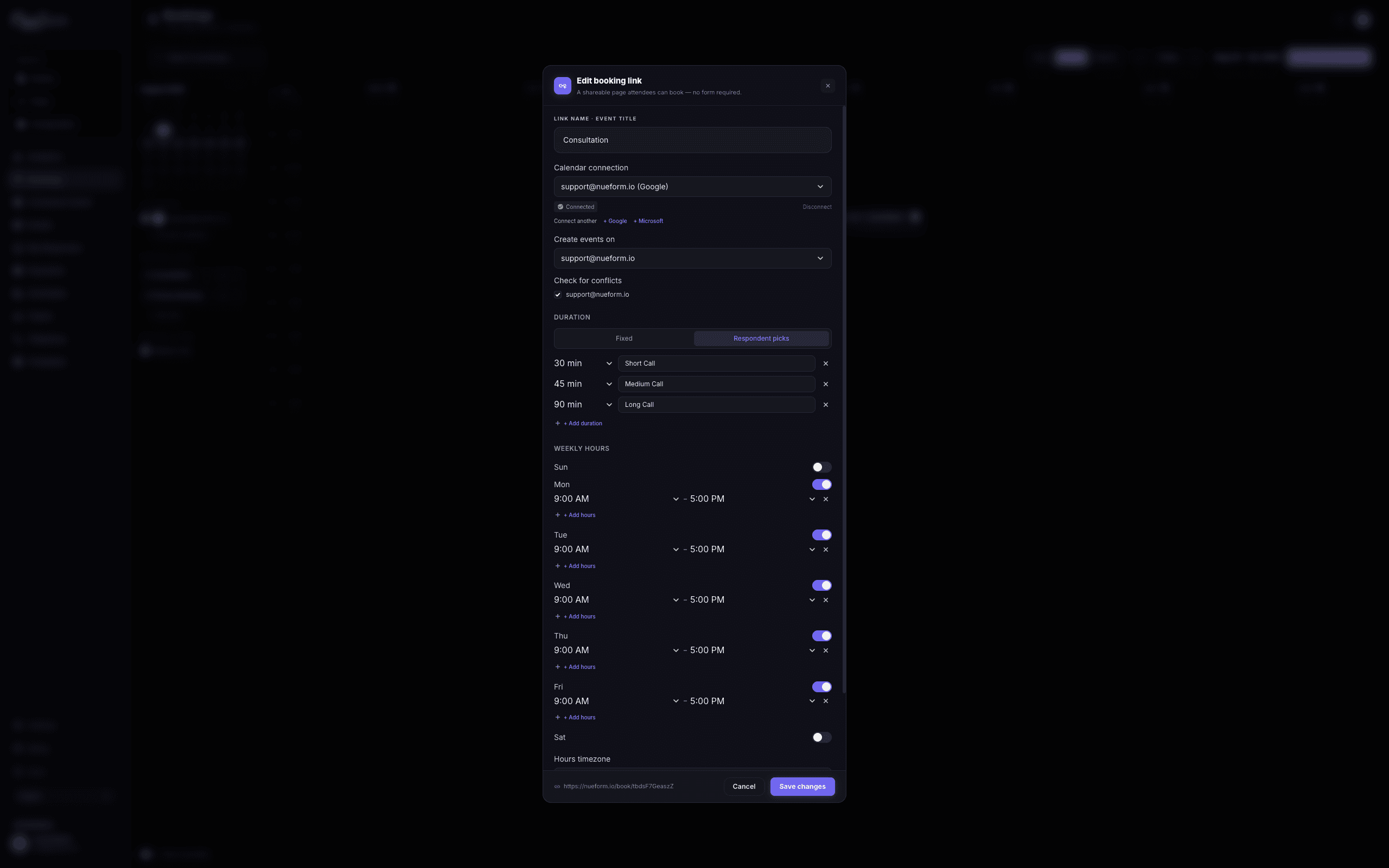 صفحة رابط حجز مستقلة من NueBook