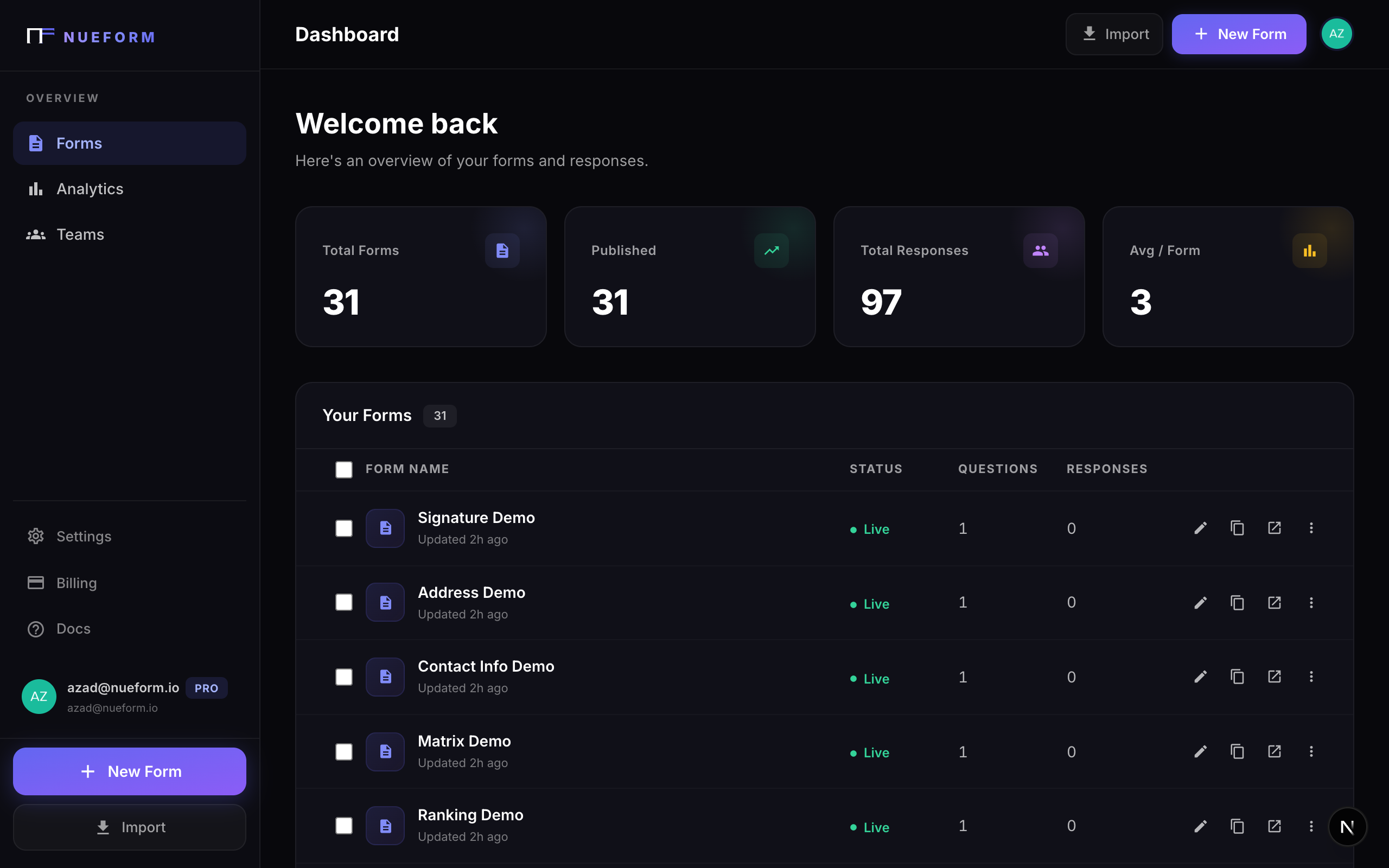 NueForm Dashboard